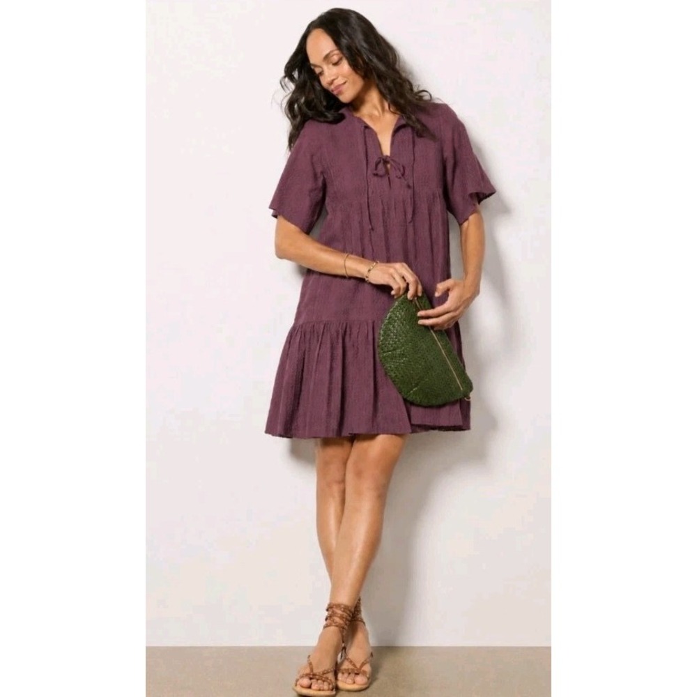 Love Tomas Emerson Fry Isla Dress XS/S Mini Plum 100% Cotton NWT